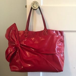 Valentino Red Patent Leather Bow Tote